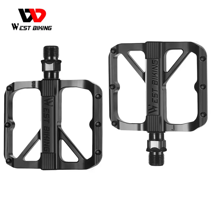 WEST BIKING Aluminum Alloy Waterproof Dustproof Bike Pedal Ultralight DU Bearing Bicycle Pedals Non-Slip Spikes Widen Bike Pedal