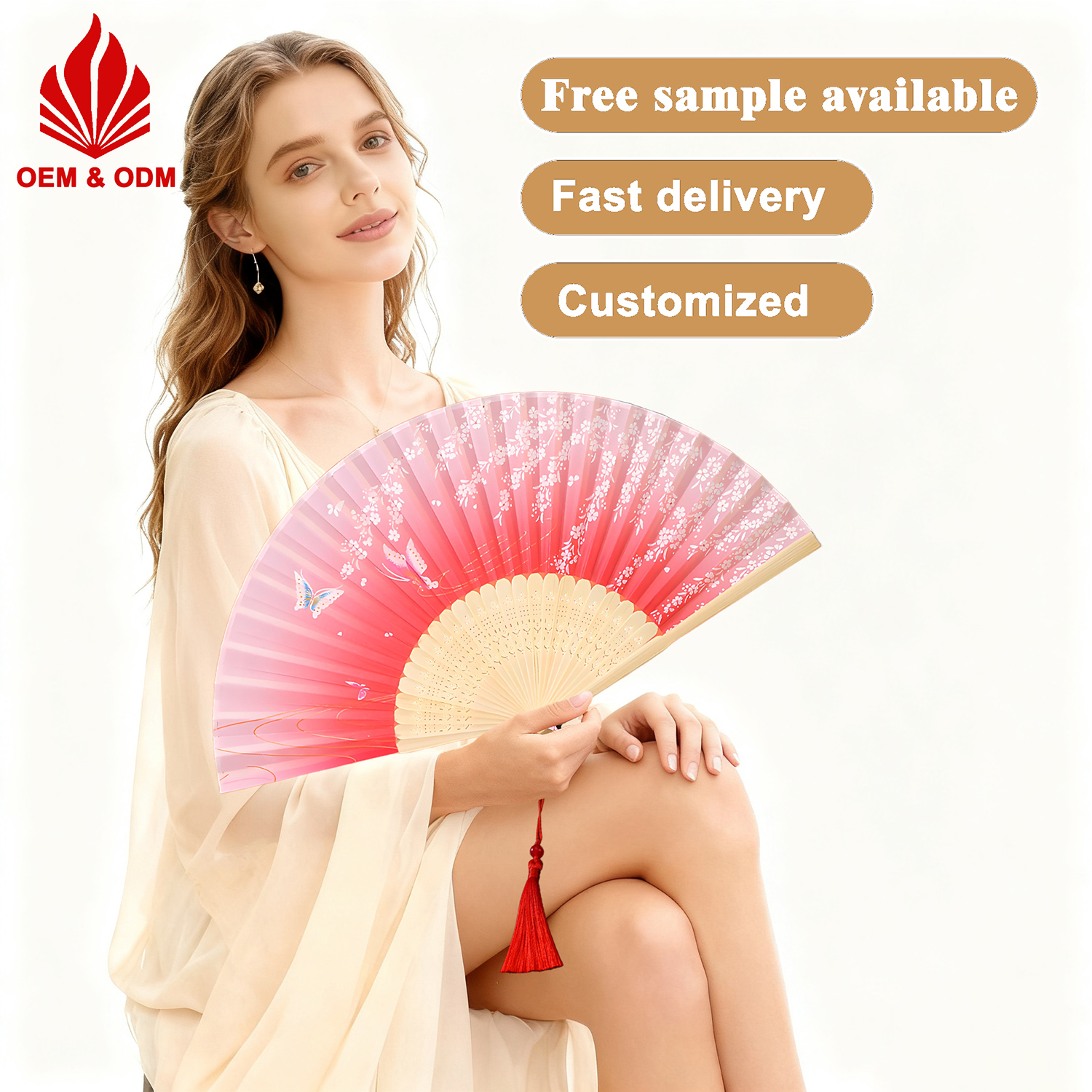Jetec 20 Pcs Chinese New Year Paper Fans - Red Folding Fans With Characters For Lunar Festival Decor - View #3