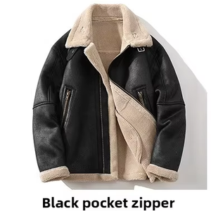 Giacca invernale All-In-One da <span class=keywords><strong>uomo</strong></span> <span class=keywords><strong>di</strong></span> <span class=keywords><strong>marca</strong></span> alla moda giacca <span class=keywords><strong>di</strong></span> pelliccia <span class=keywords><strong>di</strong></span> agnello In pelle <span class=keywords><strong>di</strong></span> cuoio e cotone spessa e abbigliamento da motociclista - Product Image 3