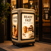 Affichage publicitaire numérique LED à 3 faces monté sur vélo, 500x500x500mm, étanche, pour la promotion de la livraison de salades et de plats