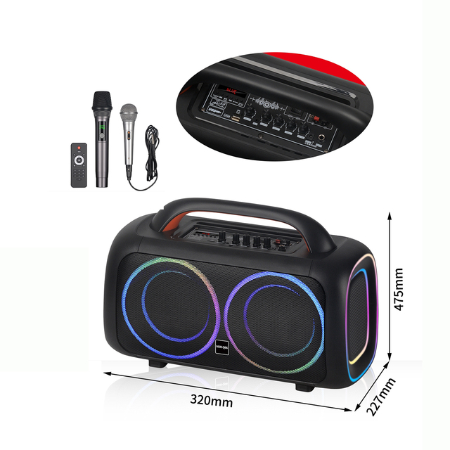 Hot Selling Portable Wireless Karaoke BT Speaker Stereo Deep Bass Woofer HIFI Music RGB LED Light Party DJ Blue-tooth Speakers
