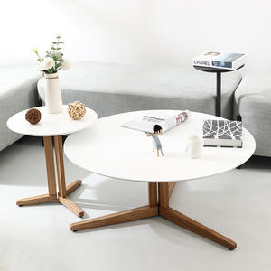 Minimalist Coffee <b>Table</b> <b>Walnut</b> Wood Round Modern Side <b>Table</b> Living Room Furniture - Product Image 2