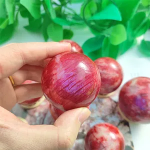 Kindfull Wholesale Bulk Crystal Sphere Healing Stone Energy Reiki Red Moon Stone Ball For Decoration