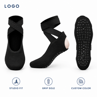 Chaussettes de danse et de Pilates Studio Grip, noires, à semelle intégrale, à talon ouvert, avec manchette enveloppante inspirée du ballet, ajustement parfait, pour la barre, lavables, avec gradation de taille