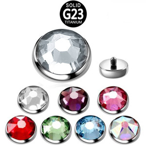 Joyería para Piercing <span class=keywords><strong>de</strong></span> Titanio ASTM F136 G23, Top <span class=keywords><strong>de</strong></span> Anclaje Dérmico con Ópalo Transparente y Circonita - Product Image 1