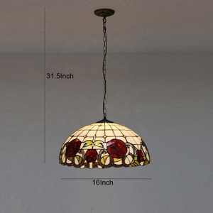 Lámpara Colgante de Techo Estilo Tiffany LongHuiJing de 16 Pulgadas con Diseño de Rosas y Vidrio Retro - Product Image 6