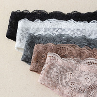 Celana Dalam Segitiga Transparan Warna Solid Cantik dengan Renda Bunga Tipis untuk Wanita, Cocok untuk Kencan Malam dan Bulan Madu