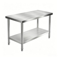 Table de travail en acier inoxydable sur mesure avec étagère supérieure, plan de préparation anti-graisse sans joint pour cuisine commerciale d'hôtel et stockage