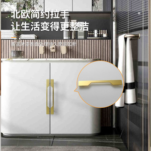 Aluminum Alloy Cabinet Door Handles Bar Shape Double Hole Bathroom Kitchen <b>Drawer</b> <b>Pulls</b> CNC Machined HS08 - Product Image 2