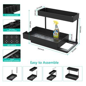 2 Packs d'organisation <span class=keywords><strong>sous</strong></span> l'évier, organisateur d'armoire <span class=keywords><strong>de</strong></span> <span class=keywords><strong>salle</strong></span> <span class=keywords><strong>de</strong></span> <span class=keywords><strong>bain</strong></span> à 2 niveaux avec panier coulissant Organisateurs multi-usages <span class=keywords><strong>sous</strong></span> l'évier - Product Image 4