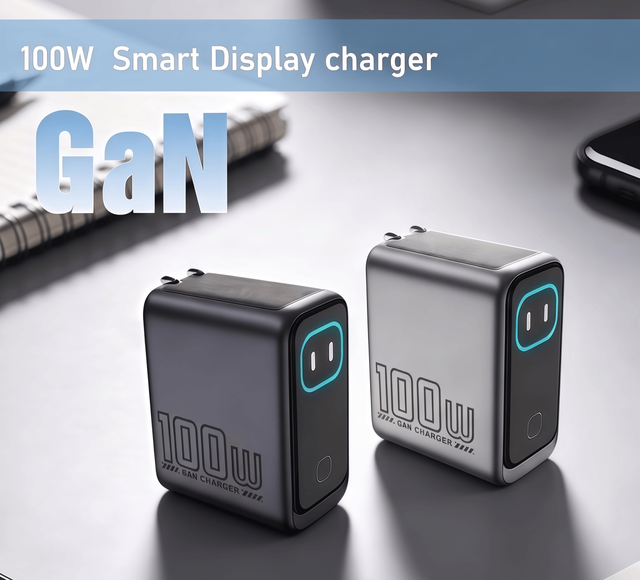 Fast Charging 100W GaN Fireproof Charger With Display Ai Smart PD/Type-c/Usb-c Mobile Phone Laptop Charger With Digital Display