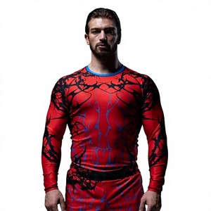 เสื้อรัดกล้ามเนื้อ MMA สำหรับผู้ชาย ขายดีที่สุด แบบขายส่ง สั่งทำได้ แห้งเร็ว ระบายอากาศได้ดี ผลิตจากผ้าสแปนเด็กซ์/โพลีเอสเตอร์ สำหรับกีฬาต่อสู้ คิกบ็อกซิ่ง ยิวยิตสู - Product Image 1