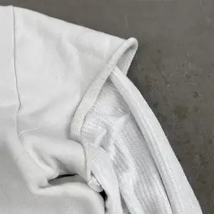 Custom Wafel Top Distressed Zeefdruk Vintage Katoen Gescheurde Dubbele Laag Lange Mouw Oversized Zuur Wash T-Shirt Voor Mannen
