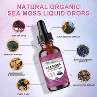 Gouttes liquides de mousse marine à marque privée 60ml OEM ODM Huile de nigelle Racine de bardane Stimulant immunitaire Antioxydant Beauté