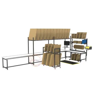 packaging table workbench with packing box shelf and bubble wrapped cutter