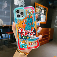 Étui en silicone souple de luxe, mignon, rétro, graffiti, dessin animé pour iPhone 11 12 Pro Max 13 XR X XS 7 8 Plus, ambiance estivale, coque arrière