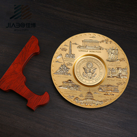 Plaques métalliques en relief 3D Souvenir des États-Unis Alliage de zinc Logo d'aigle en relief Placage mat Or Plaque souvenir