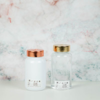Capsule en plastique PET 150ml/160ml personnalisée emballage de médicaments flacon de pilules rond avec couvercle à vis en or rose sérigraphie surface