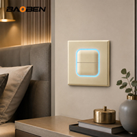 BAOBEN Prise murale ultra-fine en polycarbonate avec indicateur LED, panneau de prise à double commande, pour usage domestique