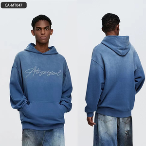 Sudadera con capucha lavada de peso pesado unisex-Jersey de gradiente de tinte en aerosol vintage, sudadera de hombro caído de gran tamaño (hombres y mujeres) - Product Image 1