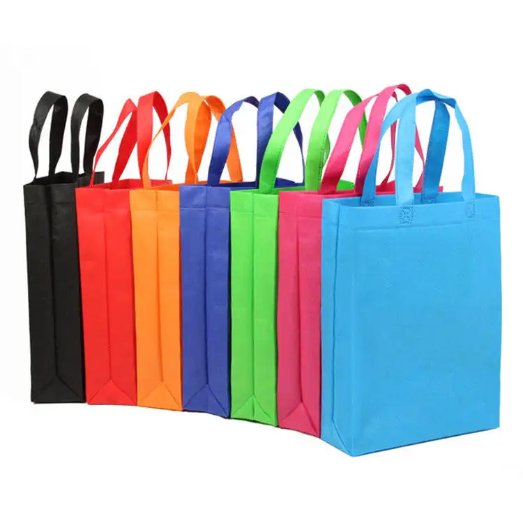 Renkli alışveriş kolu küçük orta büyük boy çanta promosyon olmayan dokuma alışveriş çantası çeşitli renk ve boyutlarda