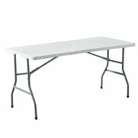 Table pliante en plastique HDPE blanc robuste, idéale pour les petites pièces, les espaces restreints et les barbecues en plein air