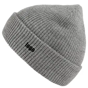 قبعة عالية الجودة 100% أكريليك قبعة بأساور دافئة من الأكريليك محاكة قبعة صلبة للرجال والنساء
