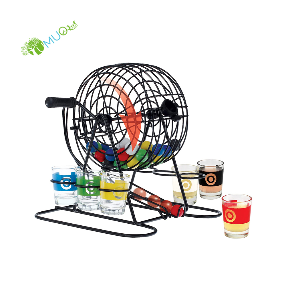 YumuQ Портативный питьевой бинго игры набор с бинго клетка, шары и выстрел стекла, весело питьевой игры набор для взрослых партии, паба