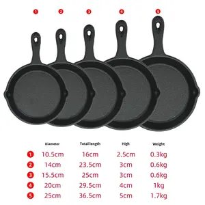 Poêle à frire en fonte non revêtue à fond plat, pour petit-déjeuner, œufs frits, crêpes, en fer pur, compatible four, cuisinière à <span class=keywords><strong>induction</strong></span>, cuisinière à gaz, universelle - Product Image 2