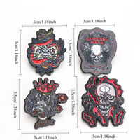 Broche de style gothique punk, 1/4 pièces, couleur classique noir et rouge assortie, badge au design unique et petit, pour les amateurs de gothique