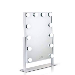 Factory Wholesale White/Black Single-Sided Metal/Glass Lighting Square Vanity <b>Mirror</b> <b>Tabletop</b> 360 Degree Rotation Makeup <b>Mirror</b> - Product Image 1