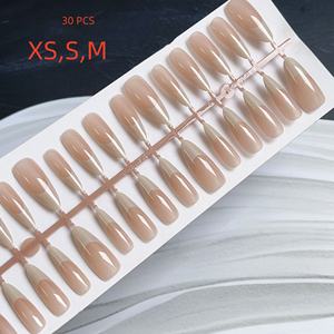 <span class=keywords><strong>30</strong></span> Uds./Tira, Tallas XS/S/M, Color Sólido, Puntas <span class=keywords><strong>de</strong></span> Uñas Postizas <span class=keywords><strong>de</strong></span> Cobertura Completa, Forma Ovalada, Brillantes, Uñas Artificiales a Presión para Mujeres y Niñas - Product Image 2