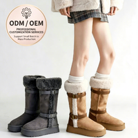 Bottines d'hiver pour femmes, doublées de fausse fourrure, bottes de neige, plateforme, chaudes, antidérapantes, chaussures décontractées, OEM ODM en gros