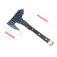 Hache Viking Industrielle Multifonctionnelle pour le Camping, avec Manche en Bois, Fourreau en Cuir, Lame en Acier Forgé, pour Bushcraft, Survie et Boucherie