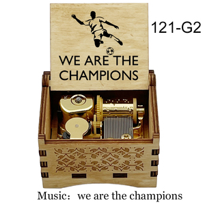Boîte à musique en bois personnalisée, mécanisme de mouvement automatique, remontage manuel, chanson We Are the Champions, jouet, cadeau d'anniversaire, décoration de la maison - Product Image 2