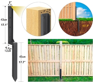 Kit de réparation de <span class=keywords><strong>poteau</strong></span> de clôture piquet d'ancrage de <span class=keywords><strong>poteau</strong></span> de clôture en acier robuste <span class=keywords><strong>pour</strong></span> <span class=keywords><strong>poteau</strong></span> de clôture en <span class=keywords><strong>bois</strong></span> - Product Image 2