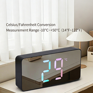 Horloge numérique LED RGB à grands chiffres pour bureau intelligent, avec miroir, fonction répétition, affichage de la température, luminosité à 3 niveaux, <span class=keywords><strong>calendrier</strong></span> nocturne - Product Image 5