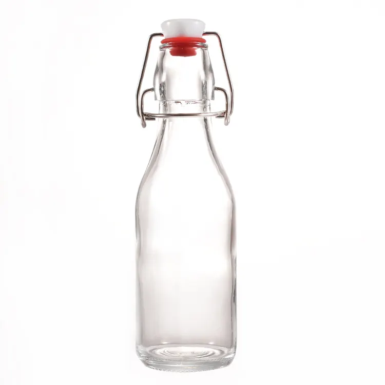 Lucency Flip Top Glass Bottles 250ml 8oz Small Swing Top Clear Mini Liquor Bottles for Crafts Homebrew
