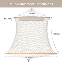 Hamaca Doble de Cuerda de Algodón para 2 Personas con Soporte, Almohadilla de Poliéster y Almohada para Patio Trasero, Porche, Jardín