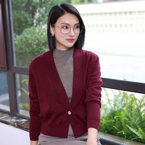 Cardigan populaire pour femmes en lyocell et nylon, tricot uni, col en V, pour femme de bureau, boutons, stock, printemps, automne, hiver, <span class=keywords><strong>JLE</strong></span> JUNO - Product Image 4