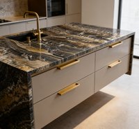 Batu Alam Mewah Brazil Blue Starry Sky Quartzite Slab untuk Meja Dapur, Ubin Lantai, Panel Dinding, Latar Belakang Kamar Mandi