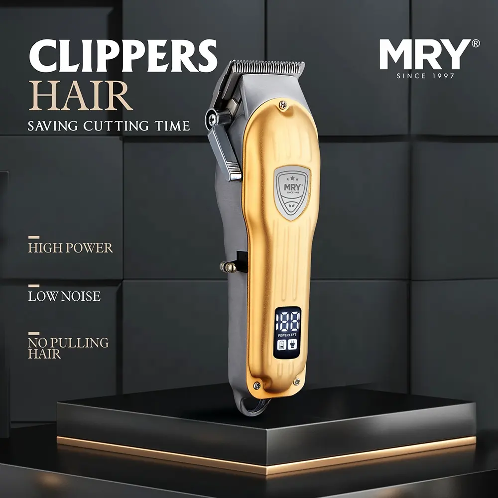 MRY All Metal Housing Led Display Stainless Blade Professional Hair Trimmer Barber Hair Clippers