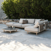 Ensemble de canapés d'extérieur nordiques pour patio, jardin, balcon - Cadre en alliage d'aluminium, rotin plastique, coussins imperméables, résistants au soleil