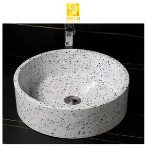 Lavabo <span class=keywords><strong>carré</strong></span> en pierre BOTON STONE, plan de toilette en pierre, lavabo rond blanc, lavabo en terrazzo, lavabo de salle de bain - Product Image 5