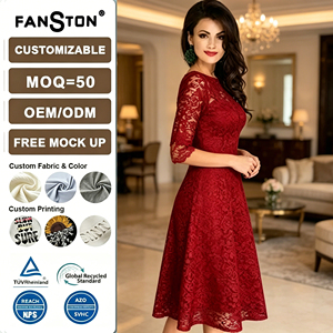 Robe en dentelle unie de style <span class=keywords><strong>SHEIN</strong></span>, grande taille, à manches courtes, coupe ajustée, tendance, pour femmes, vente en gros Chine 2026 - Product Image 1