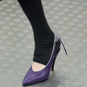 Sandalias de tacón alto para mujer, de verano, con punta, estilo slingback, con lazo trasero, para fiesta, zapatos de vestir, tacón de aguja, con aberturas laterales - Product Image 3