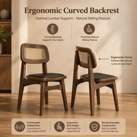 Chaise de restaurant en bois commerciale avec dossier en rotin tressé et assise rembourrée noire, cadre courbé, pieds effilés