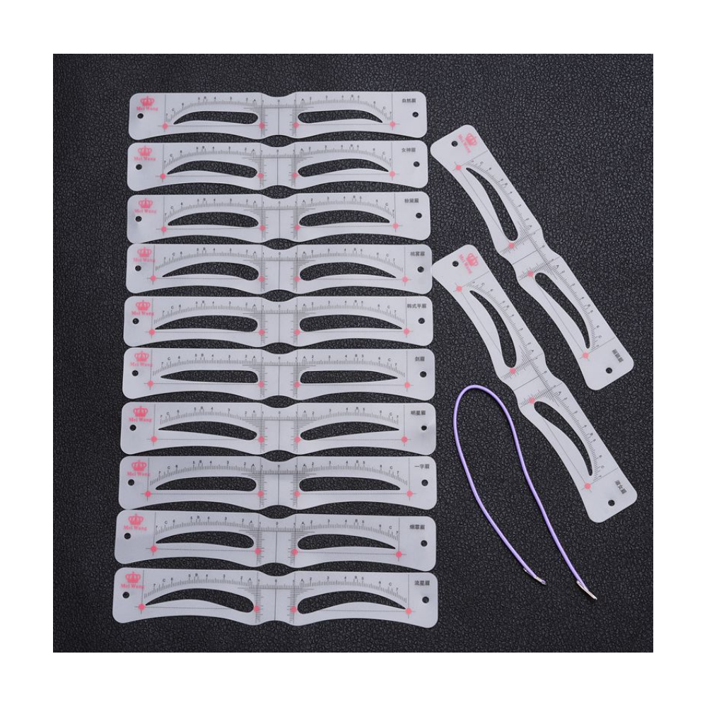 Professional quality makeup tools 12 styles eyebrow stencils drawing guide card kit