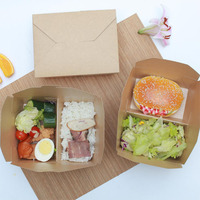 Boîte à lunch en papier kraft biodégradable de qualité alimentaire, personnalisée en usine, 4 compartiments, gaufrage couleur personnalisée pour sushis, nouilles à emporter