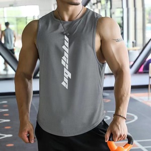 Toptan özel erkek spor yelek Polyester spor spor kolsuz tişört egzersiz kolsuz kas T gömlek - Product Image 3